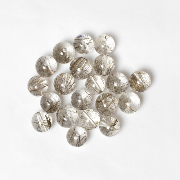 【1粒売り ビーズ】シルバールチルクォーツ クリア 8mm ブラック 運気 グレー シルバー 素材 パーツ 金運 希少 珍しい天然石 人間関係 天然石 パワーストーン バラ売り ルチルクォーツ 丸玉