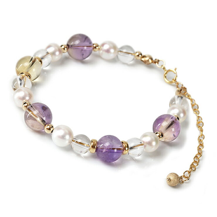 世界でたった一つの贈り物【aco classic】アメトリン アコヤ真珠 ブレスレット アメジスト 4月 仕事運 かに座 シトリン 恋人 夫婦円満 デザイン 2...