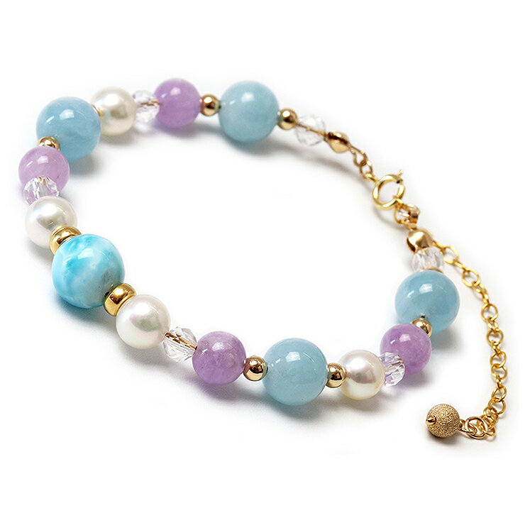 【aco classic】アコヤ真珠 ラリマーSA ブレスレット 誕生石 2月 4月 3月 アクアマリン ラベンダーアメジスト 仕事運 かに座 やぎ座 デザイン...
