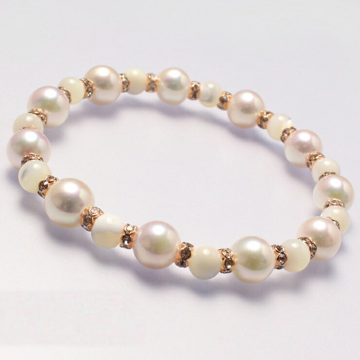 【aco classic】アコヤ真珠 マザーオブパール ブレスレット 安産 子宝 かに座 デザイン 運気 性別 健康 6月 海 癒し 8mm ホワイト クリア ...