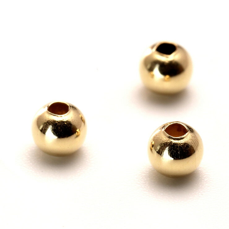 14KGF製 ラウンドビーズ 3mm/ 素材 パーツ メタルパーツ イエロー