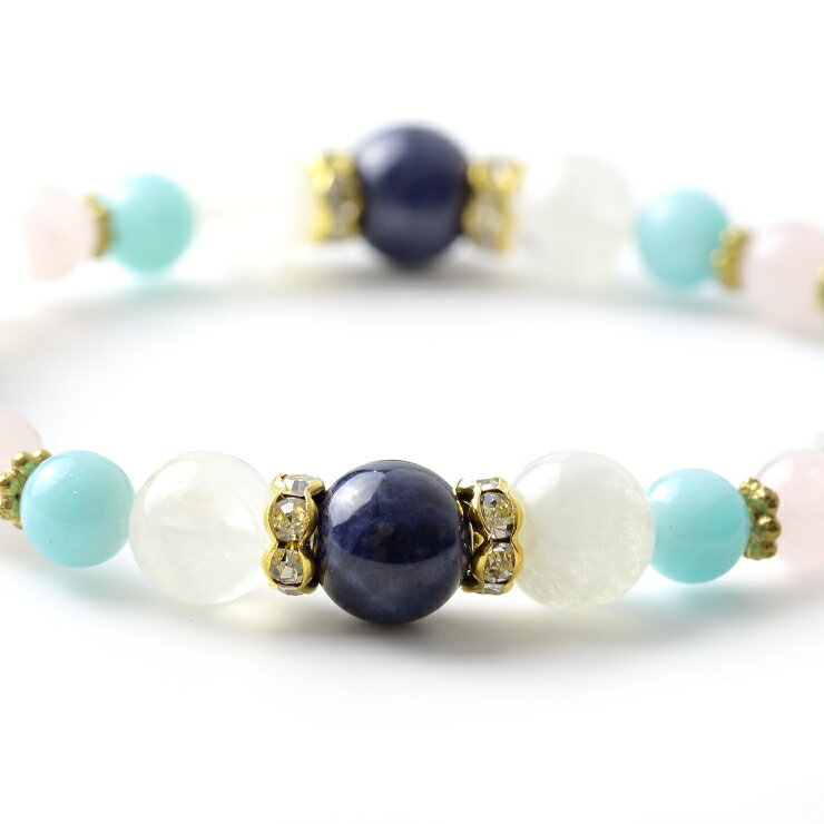 サファイア ローズクォーツ デザイン ブレスレット アマゾナイト 4月 みずがめ座 ブルー ブルームーンストーン 仕事運 かに座 恋人 夫婦円満 縁結び 運気 性別 グリーン 6月 星座石 誕生石 ローズクォーツ ブレスレット