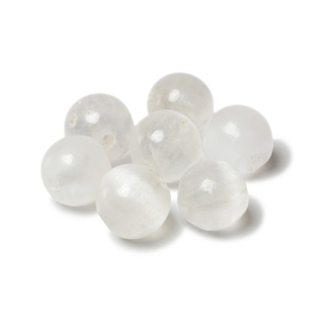 【1粒売り/ビーズ】セレナイト 8mm/ 運気 素材 パーツ 癒し 天然石 粒売り ホワイト パワーストーン バ..