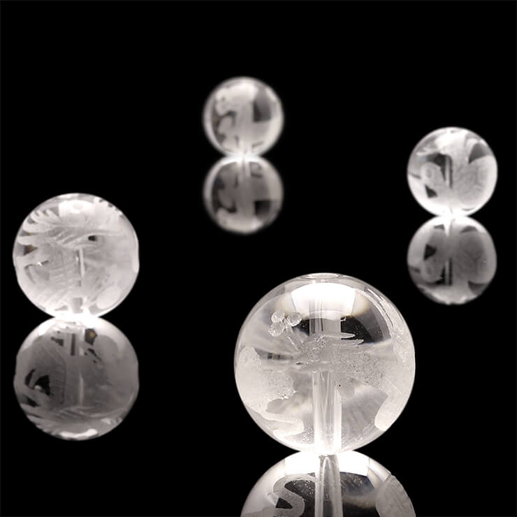 【1粒売り/ビーズ】四神 クリスタル 朱雀 12mm Bタイプ/ 仕事運 彫刻 運気 素材 パーツ 金運 天然石 粒売り ホワイト パワーストーン バラ売り ブレスレット 手作り 材料 ハンドメイドパーツ