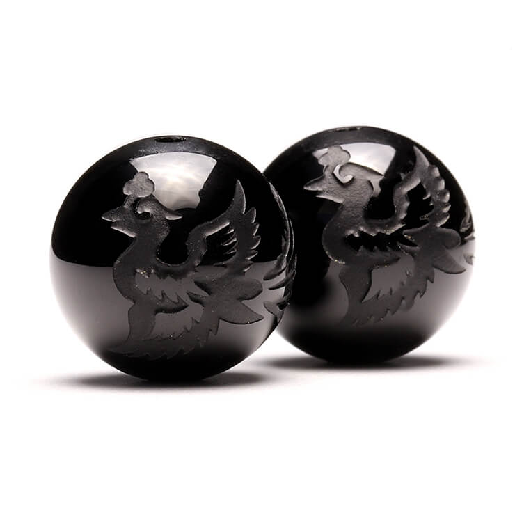 【1粒売り/ビーズ】四神 オニキス 朱雀 ブラック 14mm/ 仕事運 彫刻 運気 素材 パーツ 金運 14mm以上 天然石 パワーストーン バラ売り ブレスレット 手作り 材料 ハンドメイドパーツ