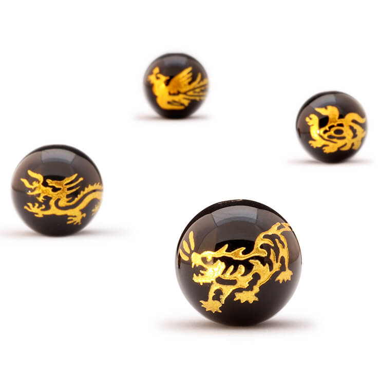 【1粒売り/ビーズ】四神 オニキス 白虎 ゴールド 14mm/ ブラック 仕事運 彫刻 運気 素材 パーツ 金運 14mm以上 天然石 パワーストーン バラ売り ブレスレット 手作り 材料 ハンドメイドパーツ