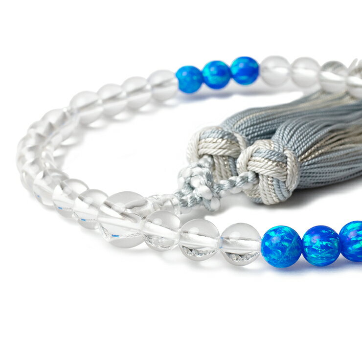 【彩や】京念珠 水晶 京都オパール 露草色 デザイン念珠 女性用/ デザイン 念珠 性別 念珠 数珠 略式 ..