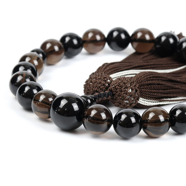 【彩や】 京念珠 煙水晶 スモーキークオーツ オニキスデザイン念珠 男性用/ ブラック ブラックオニキス ブラウン デザイン 念珠 性別 メンズ 念珠 数珠 略式 数珠