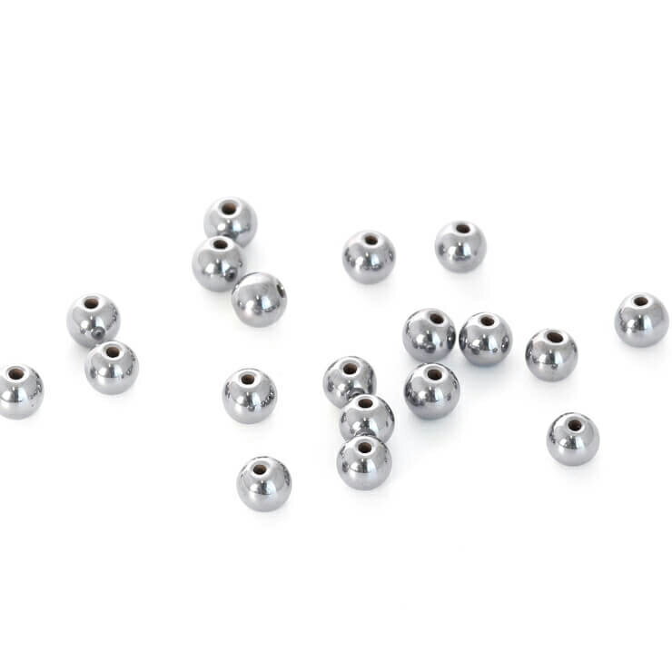 【粒売り/人工石】テラヘルツ 4mm 運気 グレー シルバー 健康 素材 パーツ 天然石 パワーストーン バラ売り 丸玉 粒