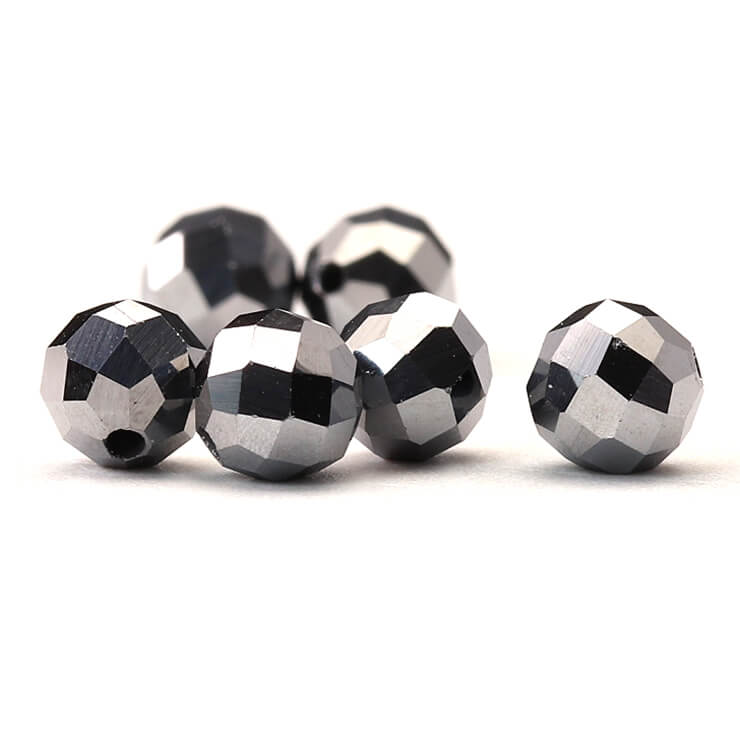 【1粒売り/人工石】テラヘルツ カット 4mm/ 運気 グレー シルバー 健康 素材 パーツ 天然石 パワーストーン バラ売り ブレスレット 手作り 材料 ハン...