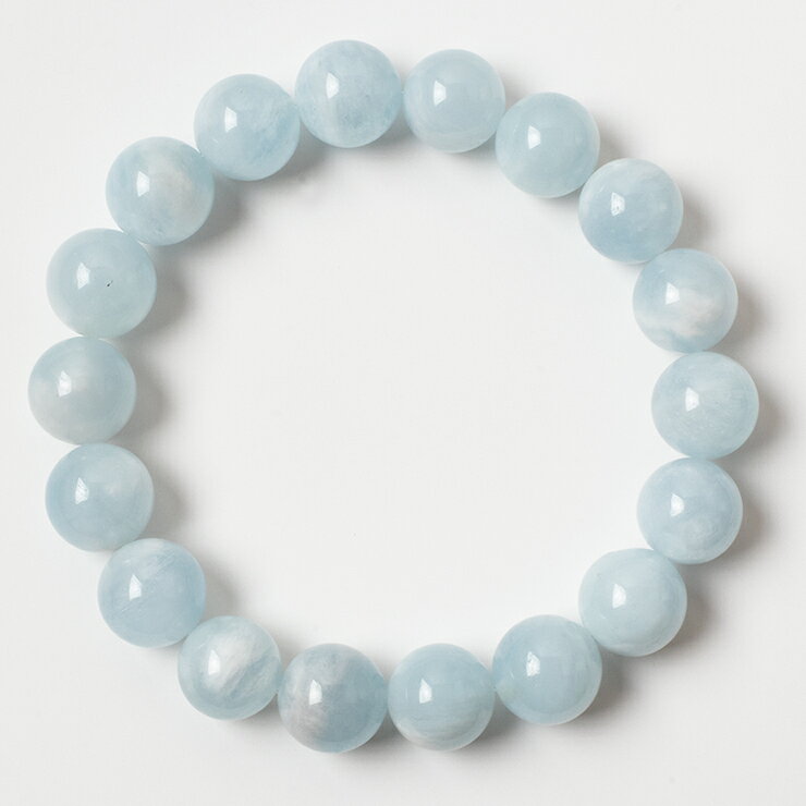 【一点もの】アクアマリン 12mm シンプル ブレスレット【鑑別書付き】 ブルー やぎ座 家庭円満 運気 ふたご座 性別 3月 結婚運 メンズ 星座石 誕生石 アクアマリン ブレスレット