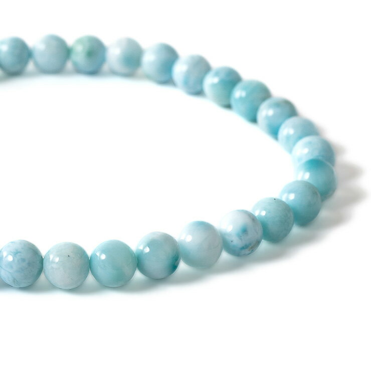 【一点もの】ラリマー 6mm シンプル ブレスレット【鑑別書付き】/ ブルー 運気 性別 メンズ 癒し シンプル