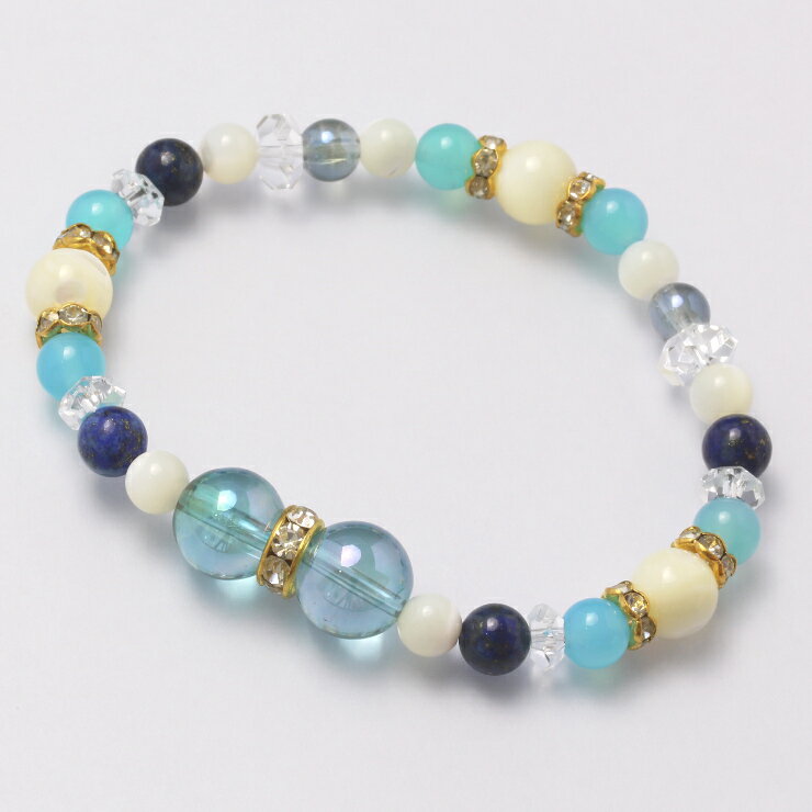 【winQ】リボンカラー ブレスレット アクアオーラ/ 4月 魔除け 厄除け 安産 子宝 ブルー 仕事運 12月 デザイン 運気 性別 ラピスラズリ しし座 てんびん座 星座石 誕生石