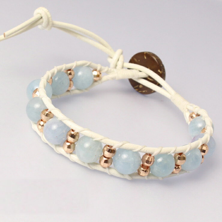8mm ラップブレスレット アクアマリン ブルー やぎ座 家庭円満 運気 ふたご座 性別 3月 結婚運 星座石 誕生石 小粒 アクアマリン ブレスレット