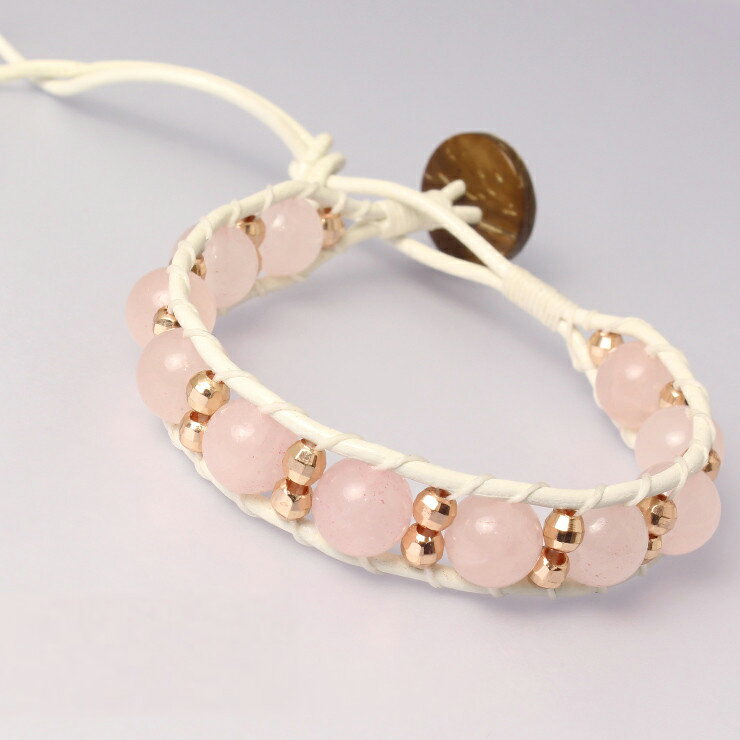 8mm ラップブレスレット ローズクォーツ 縁結び 運気 性別 恋愛成就 10月 ピンク おうし座 星座石 誕生石 小粒 ローズクォーツ ブレスレット