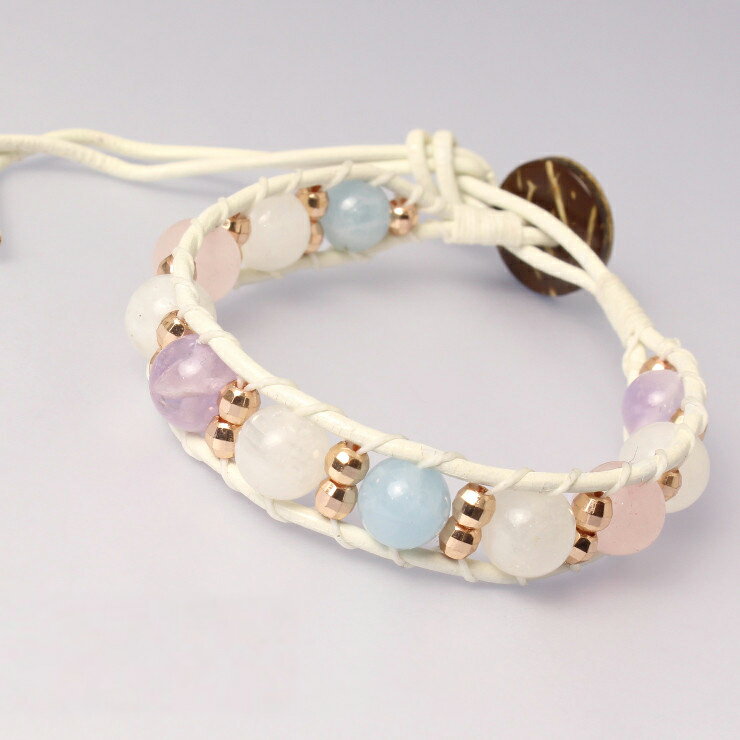 8mm ラップブレスレット ローズクォーツ アクアマリン ブルー ブルームーンストーン かに座 やぎ座 恋人 夫婦円満 家庭円満 縁結び 2月 運気 ふたご座 性別 星座石 誕生石 小粒 ローズクォーツ ブレスレット