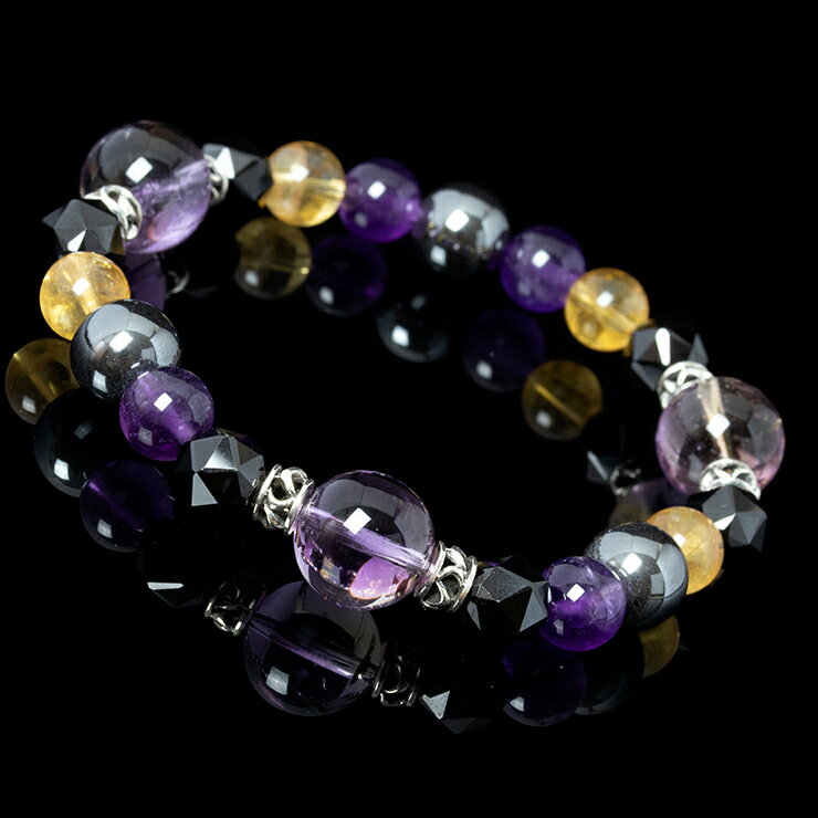 【X.G】パワーストーン ブレスレット アメトリン ブレスレット アメジスト 8月 魔除け 厄除け ブラック ブラックスピネル 仕事運 シトリン 恋人 夫婦円満...