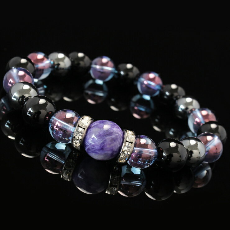 【X.G】パワーストーン ブレスレット メンズ チャロアイト12mm 金運 仕事運 ギフト 天然石 天然石ブレスレット 数珠ブレスレット コスモオーラ オニキス...