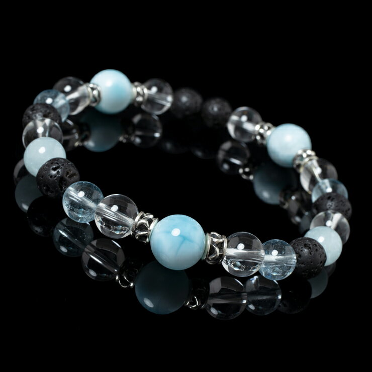 パワーストーン ブレスレット メンズ【X.G】ラリマー ラバストーン メンズ ブレスレット 4月 アクアマリン ブラック ブルー ブルートパーズ 仕事運 やぎ座...