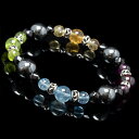 パワーストーン ブレスレット メンズ【X.G】サンタマリアアクアマリン デザイン ブレスレット おひつじ座 8月 魔除け 厄除け ブラック ブラックスピネル ブ...