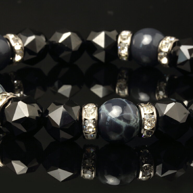 【X.G】パワーストーン ブレスレット ブラックスピネル スパイダーウェブオブシディアン 8月 魔除け 厄除け 仕事運 やぎ座 デザイン 運気 性別 メンズ スパイダーウェブ オブシディアン 10mm 星座石 誕生石 彼氏 プレゼント 3