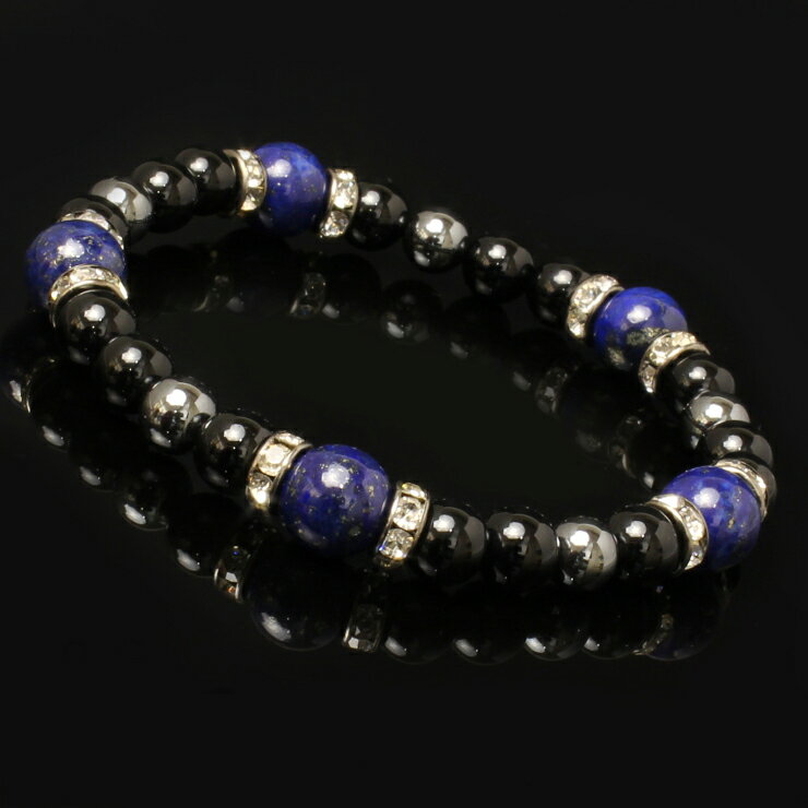 【X.G】パワーストーン ブレスレット メンズ 数珠 ブレスレット ラピスラズリ ブレスレット 魔除け 厄除け ブラック ブラックオニキス ブルー やぎ座 12...