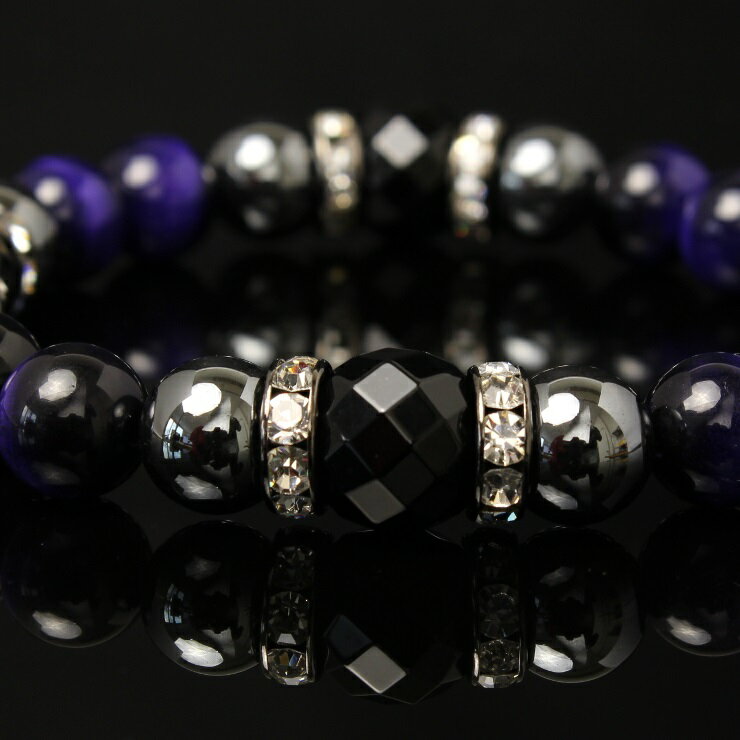 【X.G】パワーストーン ブレスレット メンズ ブラックオニキス パープルタイガーアイ ブレスレット メンズ ブレスレット 魔除け 厄除け 仕事運 やぎ座 デザイン 運気 性別 グレー シルバー 健康 ヘマタイト 金運 さそり座 星座石 誕生石 彼氏 プレゼント