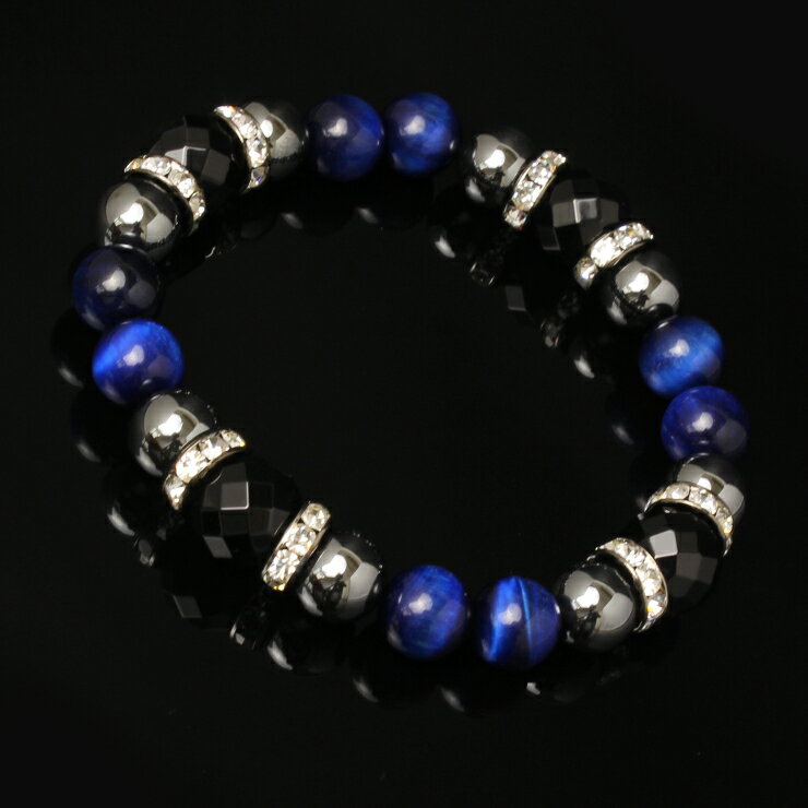 【X.G】パワーストーン ブレスレット メンズ ブラックオニキス ライトブルータイガーアイ ブレスレット 魔除け 厄除け 仕事運 やぎ座 デザイン シルバー 健康 ヘマタイト ライト ブルータイガーアイ 星座石 誕生石 数珠 ブレスレット 彼氏 プレゼント