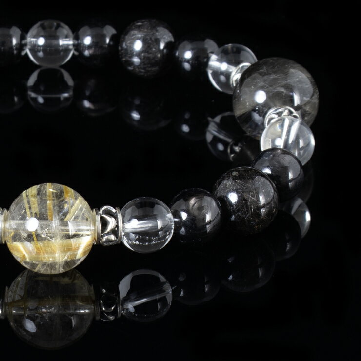 【X.G】タイチンルチルクォーツ プラチナルチルクォーツ デザイン ブレスレット パワーストーン ブレスレット 天然石 4月 ブラック ブラックルチルクォーツ ...