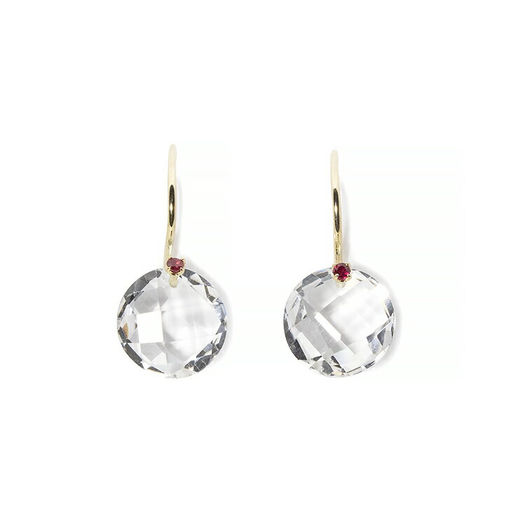 7月誕生石 K10YG ルビー・クリスタル ピアス│Ruby Quartz Pierced earrings 母の日 プレゼント レディース デザインブレスレッ...