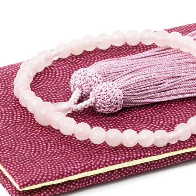 数珠 女性用 京念珠 彩や 紅水晶 ローズクォーツ シンプル念珠 日本製 選べる念珠袋 デザイン 念珠 性別 レディース 念珠 数珠 略式 天然石 パワーストー...