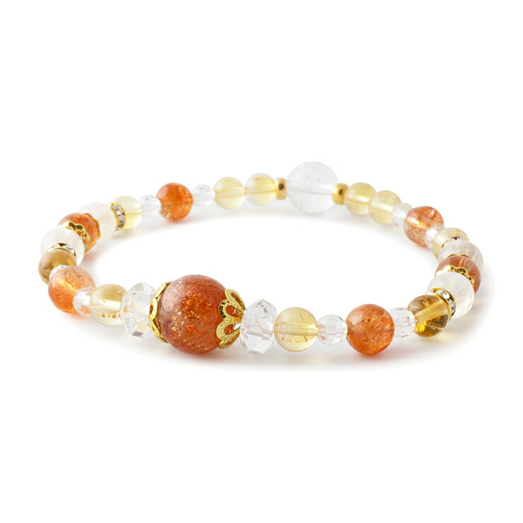 【一点もの】サンストーン・山梨水晶 デザインブレスレット