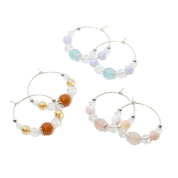 【winQ】虹色カラーフープピアス 天然石 ピアス パワーストーン レディース デザインブレスレット 天然石 アクセサリー ギフト