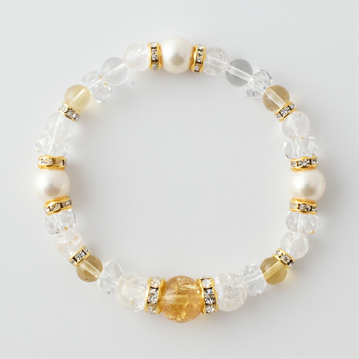 【winQ】クリスタルカラーブレスレット シトリン 仕事運 運気 ふたご座 金運 11月 イエロー 星座石 誕生石 シトリン ブレスレット