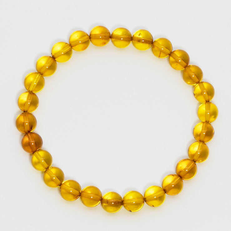 【一点もの】アンバー（天然）8mm シンプルブレスレット【鑑別書付き】