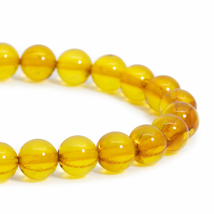 【一点もの】アンバー(天然)8mm シンプルブレスレット【鑑別書付き】