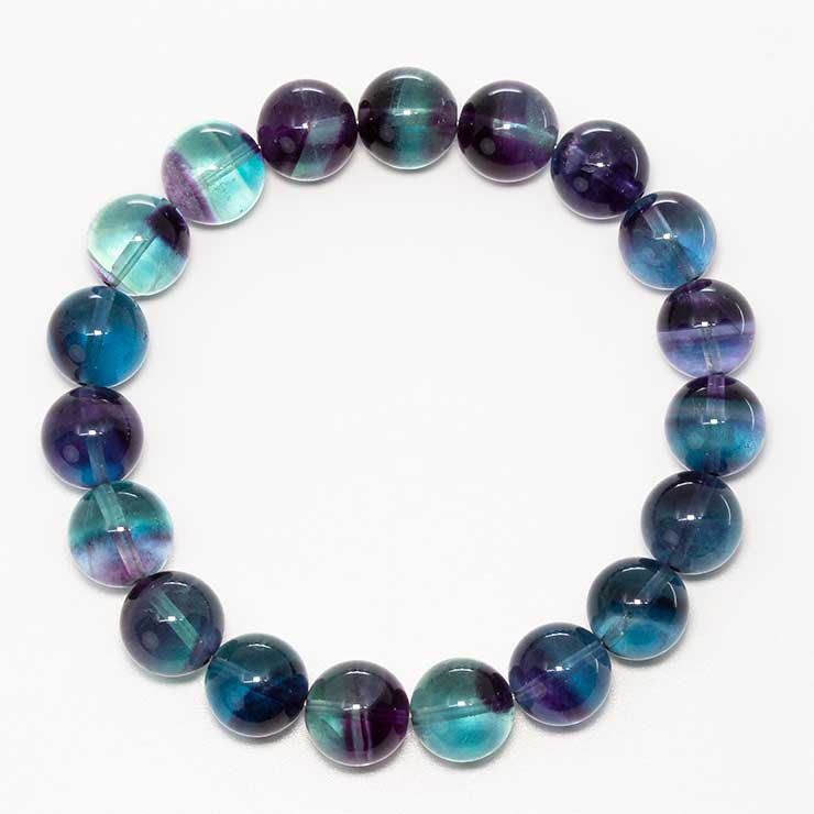 【一点もの】バイカラーフローライト12mm シンプルブレスレット【鑑別書付き】 パワーストーン 天然石 ブレスレット メンズ レディース ギフト プレゼント