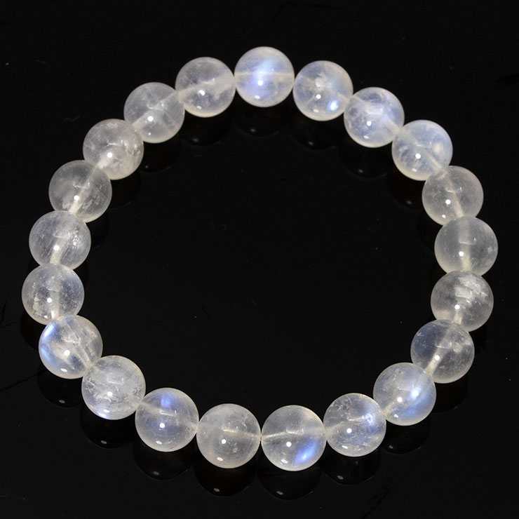 【一点もの】ブルームーンストーン10mm シンプルブレスレット【鑑別書付き】