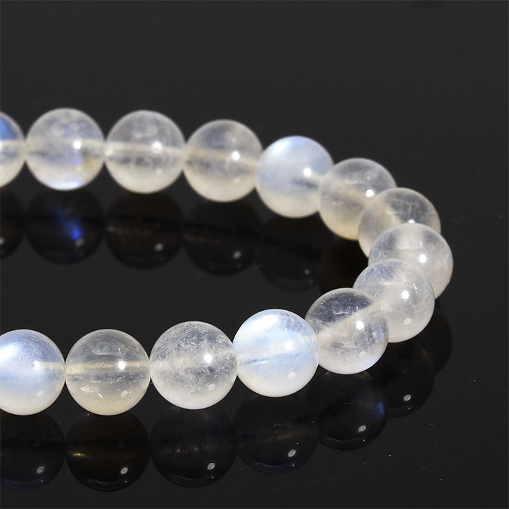 【一点もの】ブルームーンストーン8mm シンプルブレスレット【鑑別書付き】