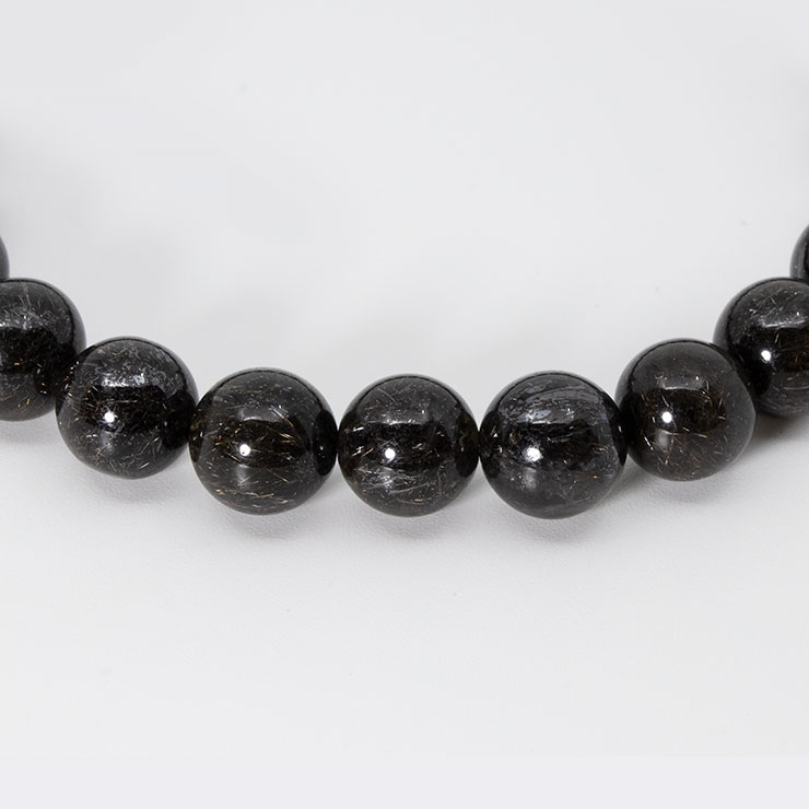 【一点もの】ブラックルチルクォーツ8mm シンプルブレスレット【鑑別書付き】