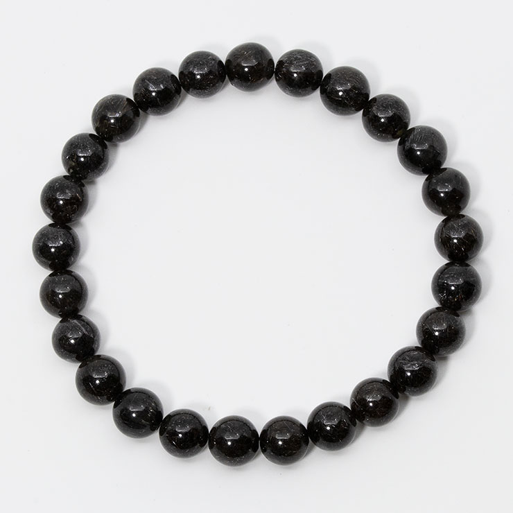 【一点もの】ブラックルチルクォーツ8mm シンプルブレスレット【鑑別書付き】