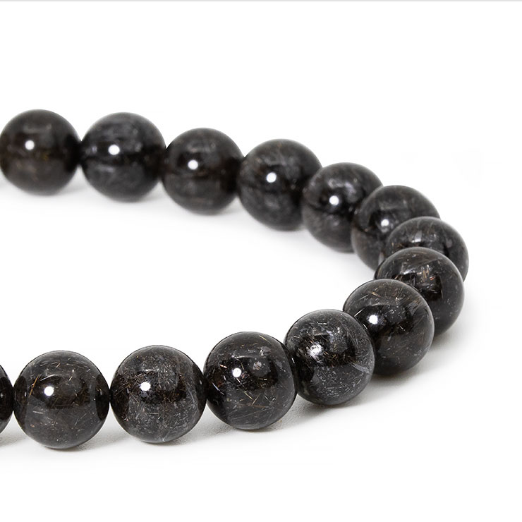 【一点もの】ブラックルチルクォーツ8mm シンプルブレスレット【鑑別書付き】