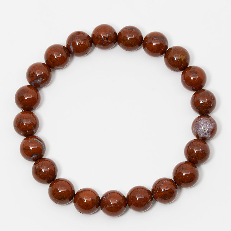 【一点もの】佐渡赤玉石10mm シンプルブレスレット【鑑別書付き】