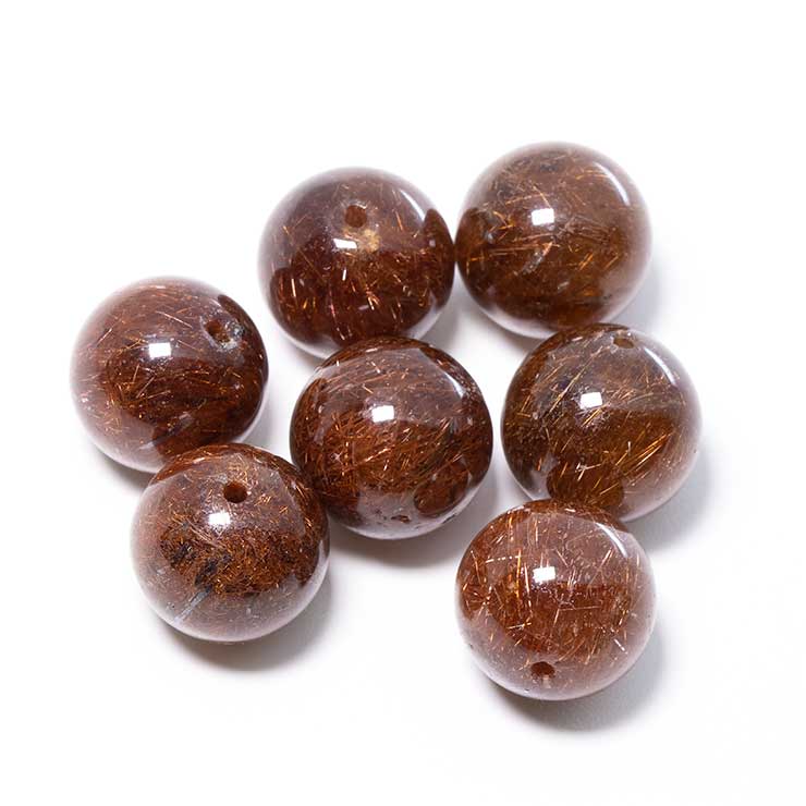 【粒売り/バラ売り】レッドルチルクォーツ（針多め） 12mm 天然石 パワーストーン 1粒売り 安産 子育て 円満 ルチルクォーツ