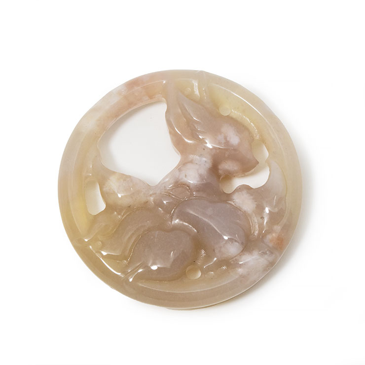 【一点もの】桜瑪瑙 立体彫刻 狐