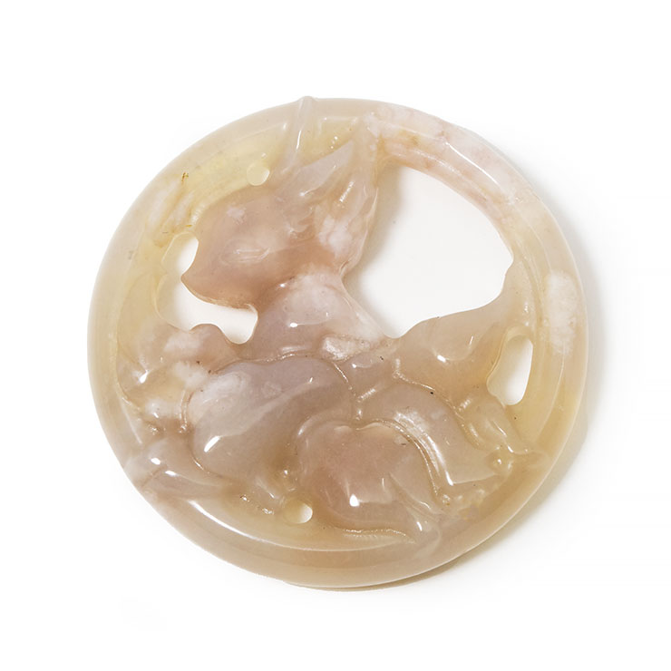 【一点もの】桜瑪瑙 立体彫刻 狐