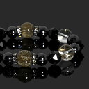 【X.G 一点もの】シルバールチルクォーツ・ブラックスピネル デザインブレスレット