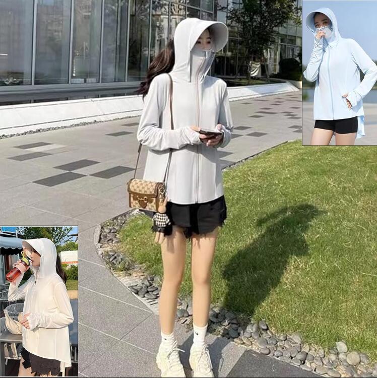 ラッシュガード レディース UPF50+ つば付き フリル ロングパーカー 日焼け防止 接触冷感 速乾 通気性 指穴 ロング 長袖 UVカット 体型カバー 水着 フード ストレッチ生地 耐塩加工