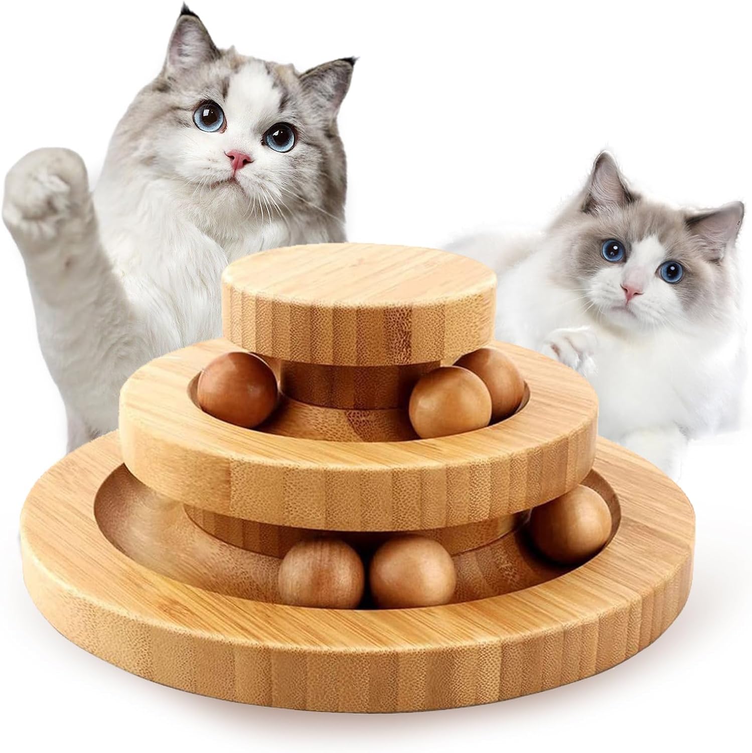 猫 おもちゃ ボール 木製 一人遊び 猫おもちゃ ねこ おもちゃ 止まらない回転 ストレス解消 運動不足対策 ナチュラル安全素材 寂しさ解消のサムネイル