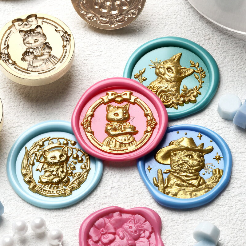 シーリングスタンプ 浮き彫り 猫 犬 動物シリーズ シーリングスタンプ用 ヘッド ハンドメイド 手帳 デコレーション 蝋封 入れ替え銅頭